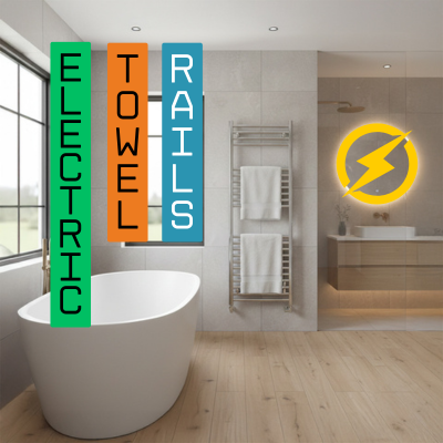 Electric towel rail installed in a contemporary bathroom with clean modern design