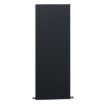 1800mm x 600mm matt black vertical designer radiator cutout showing exact size, column layout, colour and finish on a plain background