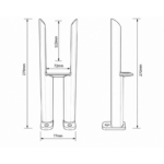 Technical dimensions drawing of Aura 2 Column Radiator Feet showing 270mm height, 77mm width, 72mm internal opening and 113mm opening height
