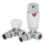 TRH Contemporary Corner TRV Set Chrome/White