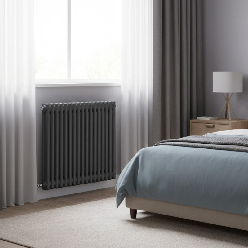 Aura 2 Column Horizontal Radiator 600mm x 785mm Anthracite Designer Steel Radiators | The Radiator Hub