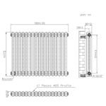 Aura 2 Column Horizontal Radiator 600mm x 830mm White - Image 3