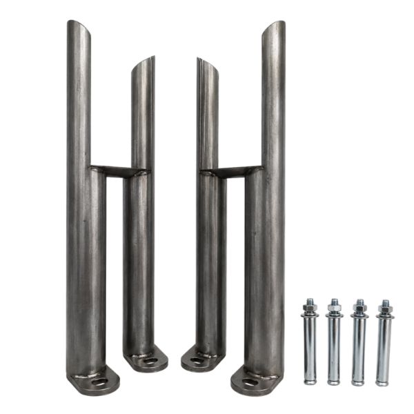 Aura 2 Column Radiator Feet Pair in Raw Metal with four fixing bolts for Aura 2 Column Radiators