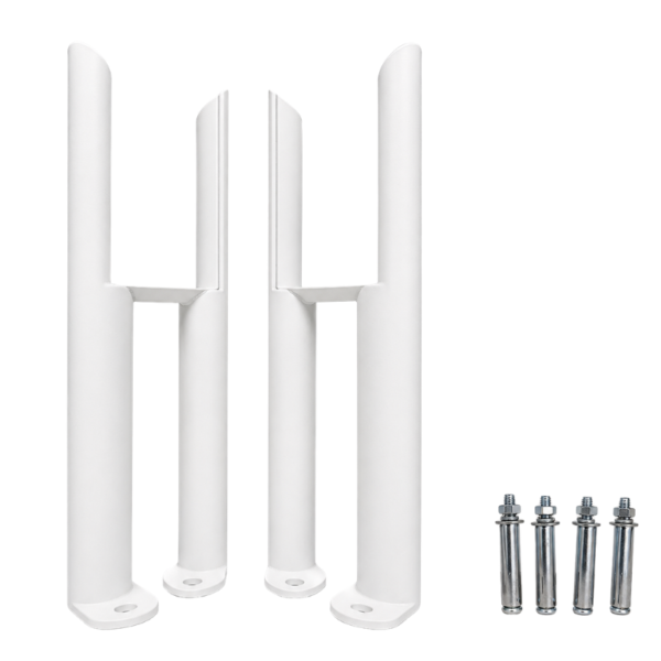Aura 2 Column Radiator Feet Pair in White with four fixing bolts for Aura 2 Column Radiators