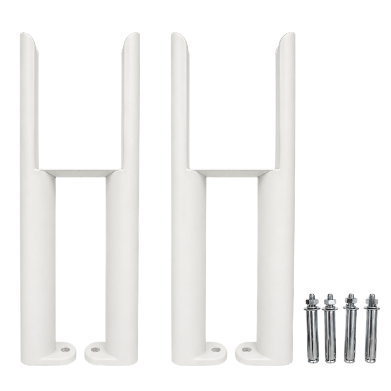 Aura 3 Column Radiator Feet Pair in White with four fixing bolts for Aura 3 Column Radiators