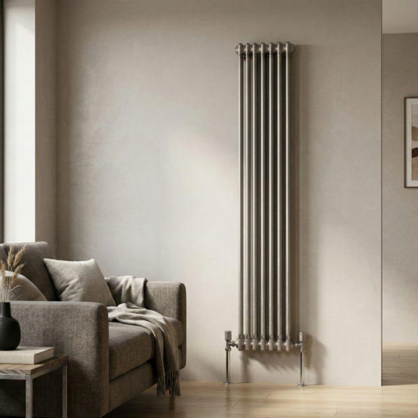 Aura 3 Column Vertical Radiator 1800mm x 335mm Raw Metal
