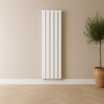 Luna Single Flat Vertical Designer Radiator 1600mm x 376mm White - Image 2