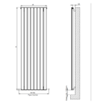 TRH Slimline Double Vertical Radiator 1800mm x 420mm Textured White - Image 4