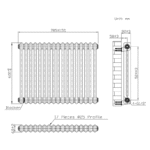 TRH 2 Column Horizontal Radiator 600mm x 785mm Anthracite - Image 5