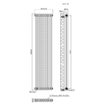 TRH 2 Column Vertical Radiator 1800mm x 425mm White - Image 5