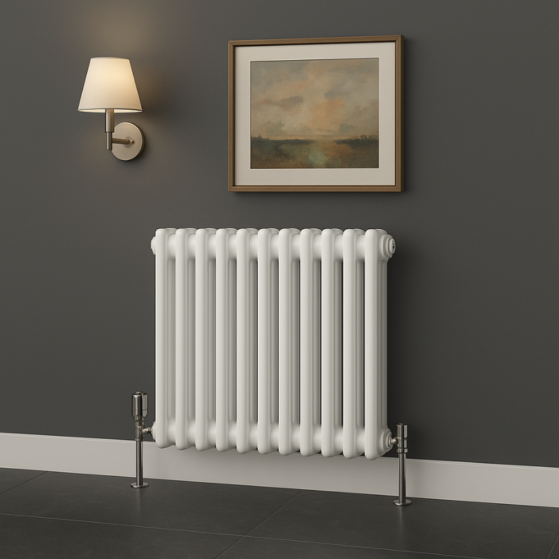 TRH 3 Column Vertical Radiator White Roomshot TRH 3 Column Horizontal Radiator 600mm x 650mm White - Image 2