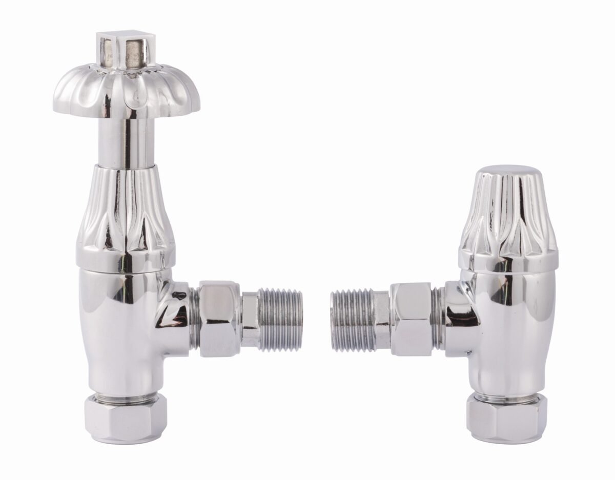 TRH Buckingham Ornate Angled TRV Set Chrome - Image 1
