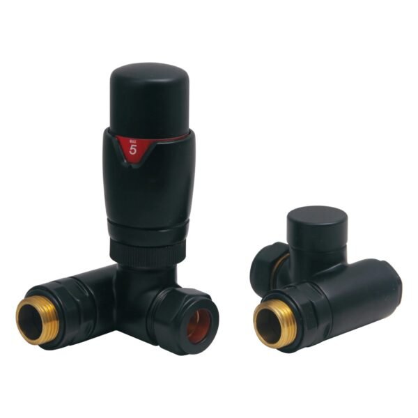 TRH Contemporary Dual Fuel Corner TRV Set Black