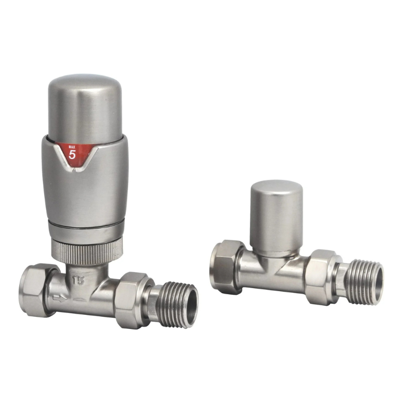 TRH Contemporary Straight TRV Set Satin Nickel TRH Contemporary Straight TRV Set Satin Nickel - Image 1