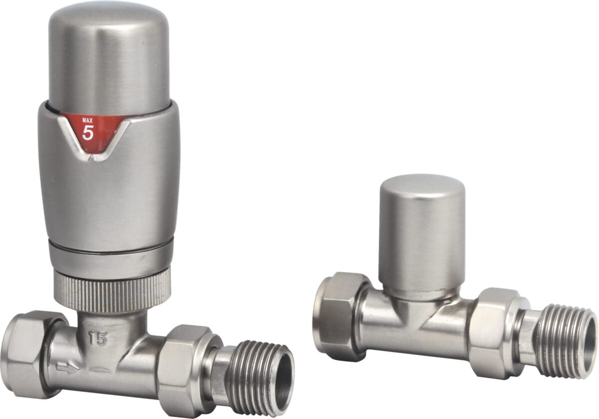 TRH Contemporary Straight TRV Set Satin Nickel - Image 1
