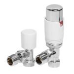 TRH Contemporary Angled TRV Set Chrome/White