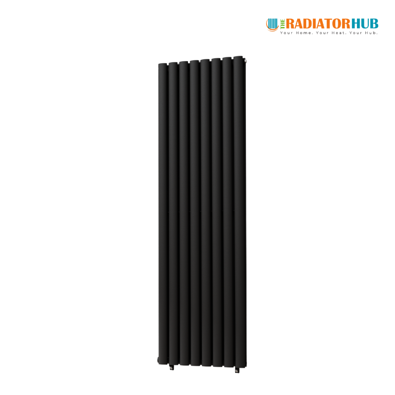 TRH Double Oval Vertical Designer Radiator 1600mm x 480mm Anthracite Full Cutout Designer Steel Vertical Radiators | The Radiator Hub