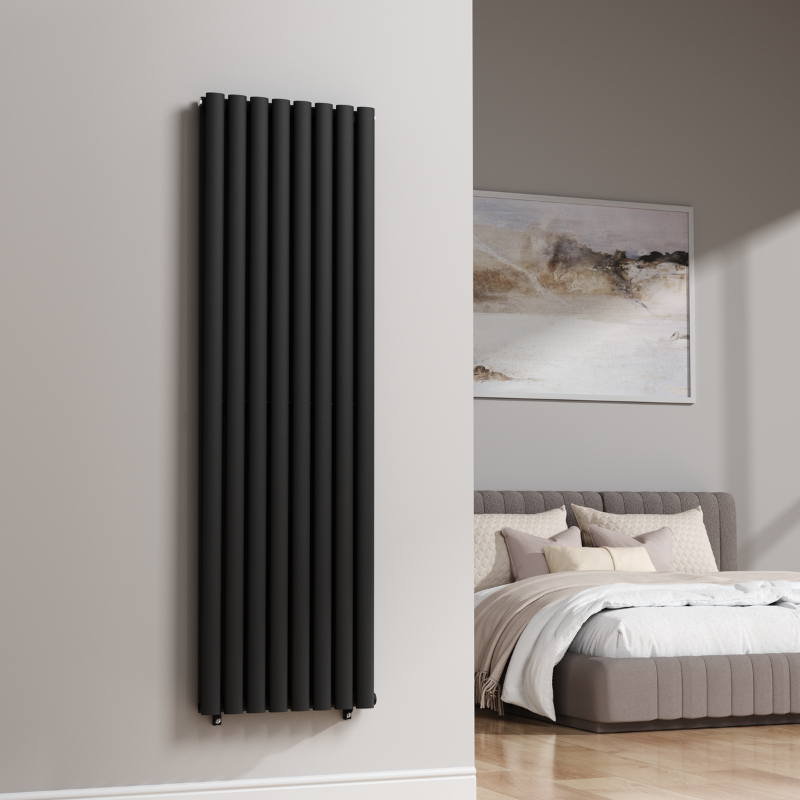 TRH Double Oval Vertical Designer Radiator 1600mm x 480mm Anthracite Roomshot TRH Double Oval Vertical Designer Radiator 1600mm x 480mm Anthracite - Image 2