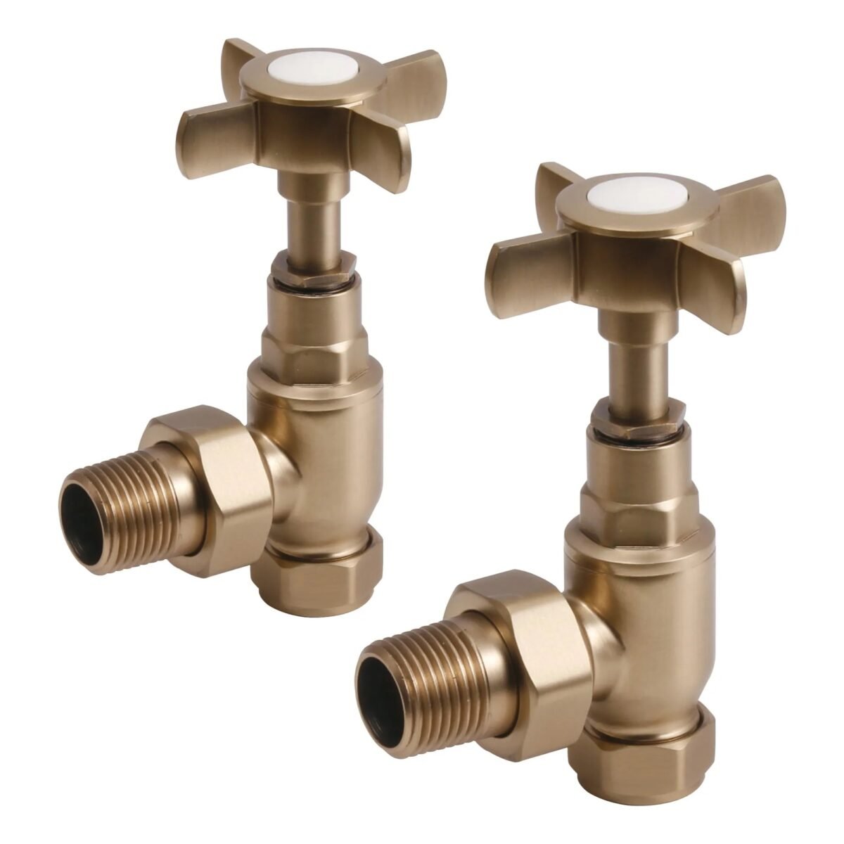 TRH Regal Crosshead Manual Valve Set Brushed Brass (Angled) - Image 1