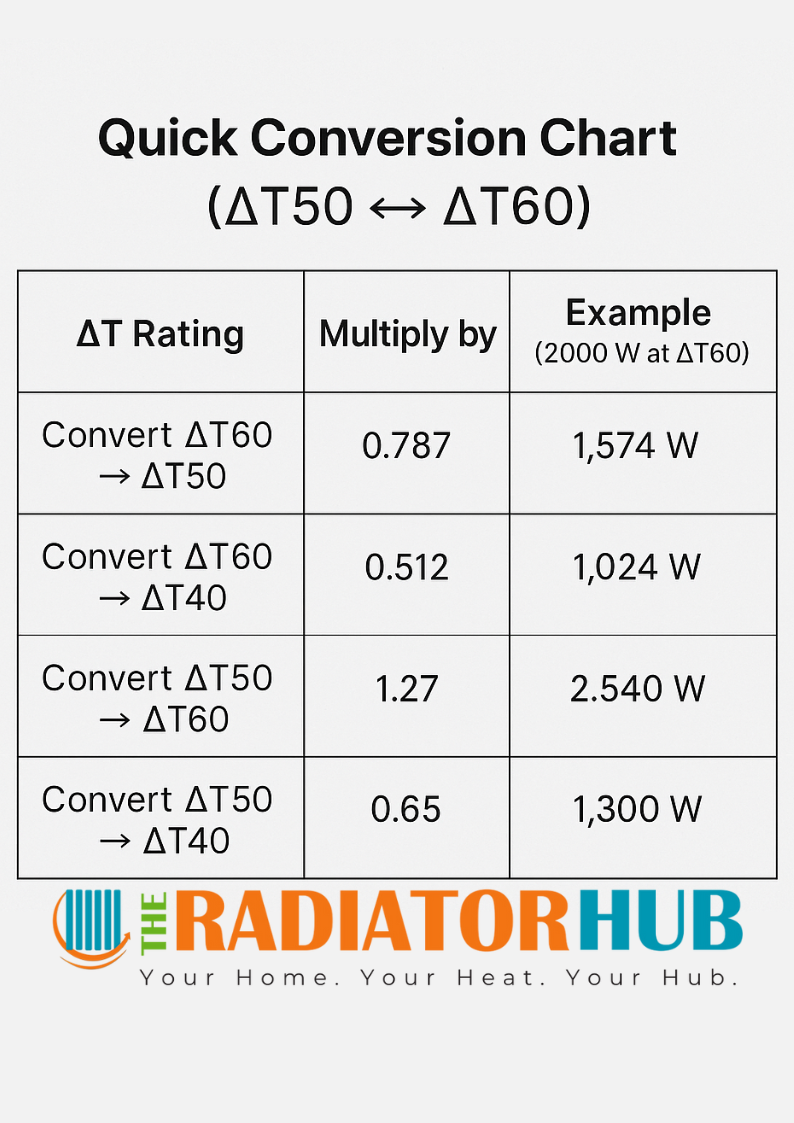 Quick Conversion Chart (ΔT50 ↔ ΔT60)