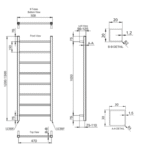 TRH Highclere Vertical Electric Radiator 1200mm x 500mm Brushed Brass - Image 4