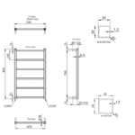 TRH Highclere Vertical Electric Radiator 800mm x 500mm Brushed Stainless Steel - Image 4