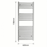 TRH Whitstable Non Thermo Towel Rail 1186x600mm Chrome - Image 4