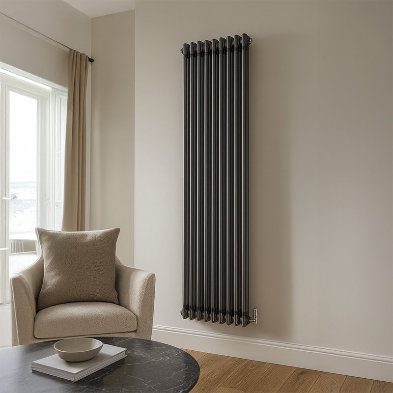 Aura-2-Column-Vertical-Radiator-1800mm-x-470mm-Raw-Metal-Closeup