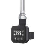 Black Square Smart WiFi Thermostatic Electric Heating Element with LED display, front view
