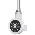 White Round Smart WiFi Electric Heating Element with LED display showing temperature readout, front view