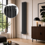 Aura 3 Column Vertical Radiator 1800mm x 425mm Anthracite in Modern Living Room