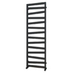 Tall Modern Ladder Towel Radiator 1600mm x 550mm in Matt Black, full height front view