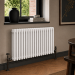 3 Column Horizontal Radiator 600mm x 1100mm in White, front view, wall-mounted