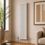 2 Column Vertical Radiator 1800mm x 515mm in White, front view, wall-mounted