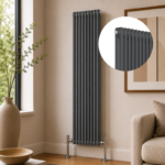2 Column Vertical Radiator 1800mm x 515mm in Anthracite, front view, wall-mounted