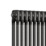 Close-up of raw metal finish and 2-column profile on the 600mm x 1415mm radiator