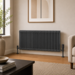 2 Column Horizontal Radiator 600mm x 1415mm in Anthracite, front view, wall-mounted