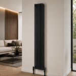 3 Column Vertical Radiator 1800mm x 425mm in Anthracite, front view, wall-mounted