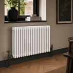 3 Column Horizontal Radiator 600mm x 1010mm in White, front view, wall-mounted
