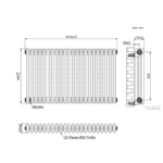 Close-up of white finish and 3-column profile on the 600mm x 1010mm radiator