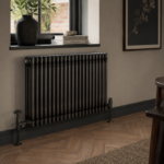 2 Column Horizontal Radiator 600mm x 785mm in Raw Metal, front view, wall-mounted