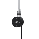Black Round Smart WiFi Electric Heating Element with LED display, front view on white background