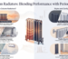 Column radiators infographic showing styles, finishes and heating benefits