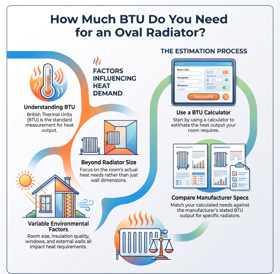BTU calculation for an oval radiator