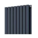 Alma Double Oval Vertical Designer Radiator 1800mm x 480mm Anthracite - Image 3