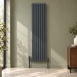 Alma Double Oval Vertical Designer Radiator 1800mm x 480mm Anthracite Roomshot