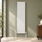 Alma Double Oval Vertical Designer Radiator 1800mm x 480mm White Roomshot