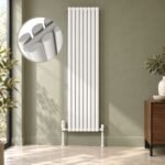 Alma Double Oval Vertical Designer Radiator 1800mm x 480mm White - Image 2