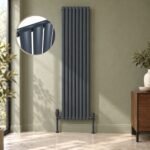 Alma Single Oval Vertical Designer Radiator 1800mm x 480mm Anthracite - Image 2