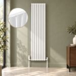 Alma Single Oval Vertical Designer Radiator 1800mm x 480mm White - Image 2